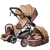 Image de Poussette 3 en 1 Bébé Combinée Siège-Auto Nacelle Trio Réversible Réglable Haute Qualité Roues increvables Canne khaki
