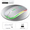 Image de Souris 1600DPI Bluetooth Sans fil Mode double Rechargeable Muet-argent