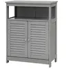 Image de meuble de rangement pour salle de bains,,gris meuble sur pieds en bois avec placard 2 portes