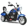 Image de moto électrique scooter, 3 roues pour enfants, bleu, 6V 3 Km/h effet sonore et lumineux, 3 ans + style de chopper