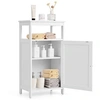 Image de Armoire de Rangement de Salle de Bain, Meuble de Rangement avec Etagère Ouverte, Placard à Porte et Etagère Réglable Interne, 45 x 30 x 84 cm, Blanc