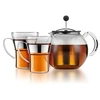 Image de Théiere a piston ASSAM SET 1.0 l avec couvercle filtre 2 tasses verre anse