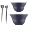 Image de Lot de 2 saladiers 3l/4.9l avec couvercle + couverts bleu K2551-540-143S-1