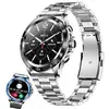 Image de Montre Connectée XTRADITECH Ronde Hybride Lunette Appel Bleutooth Micro Assistant Vocal Thermomètre Bracelet Acier Inoxydable - Noir