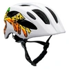 Image de Casque de vélo Graffiti Jaune/Bleu pour enfants de 6 à 12 ans 54-58cm avec lumière LED rouge intégrée rechargeable par USB. Testé et certifié EN 1078