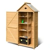 Image de Armoire de Jardin Abri Jardin Remise pour Outils en Bois de Sapin avec 4 Etagères, Une Porte et Toit Double Pente pour Jardin, Balcon ou Terrasse