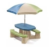 Image de Table picnic avec parasol haut socle beige