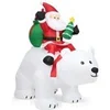 Image de 2m père noël gonflable sur l'ours polaire blanc tête oscillante avec ventilateur et lumière led