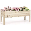 Image de Jardinière Surélevée en Bois, Carré Potager Surélevé avec 5 Trous de Drainage, Hauteur de Travail Confortable, Jusqu'à 100KG,120x 43,5 x 51CM,Naturel