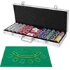 Image de Mallette de Poker 500 GIANTEX 5 Dés,3 Boutons, 1 Tapis en Feutre Coffret Professionnelle, Jetons 2 Jeux de Cartes,Etui en Aluminium