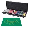 Image de Mallette de Poker 500 GIANTEX 5 Dés,3 Boutons, 1 Tapis en Feutre Coffret Professionnelle, Jetons 2 Jeux de Cartes,Etui en Aluminium