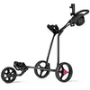 Image de chariot de golf à 3 roues pliable avec poignée réglable carte de pointage porte-parapluie et porte-tee sac en maille noir