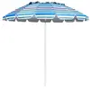Image de parasol de plage inclinable bleu 2,45m protection UPF 50+ baleines en fibre de verre avec sac pied amovible pour jardin terrasse