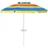 Image de parasol de plage inclinable multicolore 2,2m avec porte-gobelet et protection solaire UPF50 +, parasol portable pour extérieur