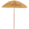 Image de parasol inclinable de paille 2m fixation pour sable toit chaume style hawaïen 2 parties démontables pour plage cour piscine