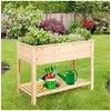 Image de potager carré sur pied en bois avec etagère 92 x 41 x 81cm hauteur ergonomique charge 80kg pour plantes