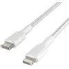 Image de Belkin Câble USB-C vers Lightning à gaine tressée (câble de recharge rapide pour iPhone 14 et modèles antérieurs; câble Boost Charge USB-C certifié MFi ; 1 m, blanc) en occasion ou reconditionné