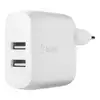 Image de Belkin Dual USB-A Wall Charger 12W X2 White