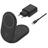 Image de Socle de recharge 2-en-1 Qi2 aimanté et pliable, secteur inclus avec câble USB-C de 1,5m, 15W, noir.