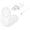Image de Socle de recharge 2-en-1 Qi2 aimanté et pliable, secteur inclus avec câble USB-C de 1,5m, 15W, blanc.