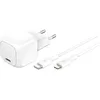 Image de Belkin Chargeur Secteur Compact BoostCharge 30 W (USB-C Power Delivery, Recharge Rapide pour Apple iPhone, iPad, AirPods, tablettes, etc., câble USB-C vers Lightning Inclus, Blanc) en occasion ou reconditionné