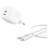 Image de BoostCharge Pro - Adaptateur secteur - GaN - 50 Watt - Fast Charge - 2 connecteurs de sortie (2 x USB-C) - blanc - avec câble USB-C (1 m)
