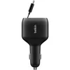 Image de BOOST CHARGE - Adaptateur d'alimentation pour voiture - rétractable - 75 watt - Fast Charge - 3 connecteurs de sortie (USB, 2 x USB-C) - noir