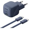 Image de BOOST CHARGE - Adaptateur secteur - compact - 30 watt - PD, Fast Charge (USB-C) - sur le câble : USB-C - bleu - avec câble USB-C (2m)
