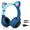Image de Bluetooth casque chat oreille sans fil , lumineux oreille écouteurs,casque audio enfant, bleu