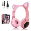Image de Bluetooth casque chat oreille sans fil , lumineux oreille écouteurs,casque audio enfant, rose