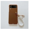 Image de Coque pour Samsung Galaxy Z Flip 3 FONGWAN avec Chaîne de perles - brun