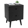 Image de Table de Chevet, Table de Nuit à 2 Tiroirs en Bois d'Hévéa Massif de Style Moderne 45 x 39,5 x 62 CM, Noir