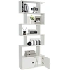 Image de Bibliothèque à 6 Niveaux, Etagère en Bois Forme en S, 70x23x183 CM, Blanc
