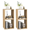 Image de Lot de 2 Bibliothèque en Cube, Etagère Empilable Utilisation Combinée Empliable Séparée Dispositif Anti-basculement, 38x33x77cm