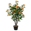 Image de Plante Artificielle en Pot 100CM, Fausse Camélia 37 Têtes avec Galets de Fleurs de Pluie, Résistantes aux UV, Décoration Réaliste et Moderne