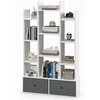 Image de Bibliothèque à 12 Niveaux avec 2 Tiroir Amovible, 81x24x132cm, Blanc
