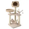 Image de Arbre à Chat 121CM à 5 Niveaux avec Boules et Hamac Suspendues Centre d'Activités