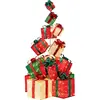 Image de Lot de 15 Boîtes à Cadeaux Empilés Lumineuses avec 8 Piquets et 32 Serre-câbles