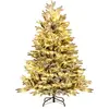 Image de Sapin de Noël 146 cm, Charnières avec 688 Branches en PE PVC, 200 Lumières LED