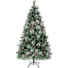 Image de Arbre de Noël Artificiel, avec Lumières Colorées & Baies Rouges (185 cm)
