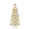 Image de Sapin de Noël Artificiel avec Lumières LED, Hauteur 180 cm, Argenté et Vert