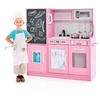 Image de Cuisine Enfants en Bois avec Tableau Noir & Téléphone(Rose)