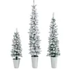 Image de Lot de 3 Sapins de Noël Artificiels 90/120/150 cm Arbres Floqués 120/140/160