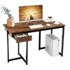Image de Bureau d'Ordinateur Industriel, avec Tiroir, 120 x 55 x 75 cm (Marron Rustique)