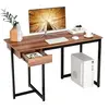 Image de Bureau d'Ordinateur Industriel, avec Tiroir, Elégant, 120 x 55 x 75 cm (Noyer)
