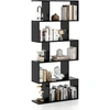 Image de Bibliothèque en Forme de S, Etagère à 5 Niveaux, 70 x 23,5 x 158 cm, Noir