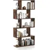 Image de Bibliothèque Industrielle en Forme S, Etagère à 5 Niveaux, 70x23,5x158 cm, Marron