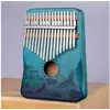 Image de Kalimba Pouce Piano 17 Touches en acajou inclus sac marteau et livret de musique pour debutants enfants-bleu