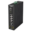 Image de DIS 200G-12S - Commutateur - Géré - 10 x 10/100/1000 + 2 x SFP - Montage sur rail DIN, fixation murale - CA 120/230 V / CC 46 - 54 V