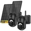 Image de Lot de 2 Caméra Surveillance Extérieur Solaire 360°PTZ Caméra 2K Vision Nocturne PIR Détection 30M